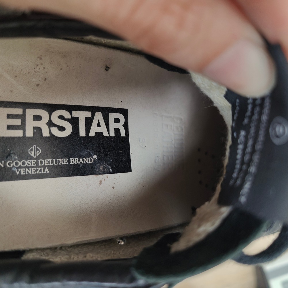 Golden Goose Superstar Sneakers Women 39 9 Black Leather Glitter Star Distressed - Picture 10 of 12